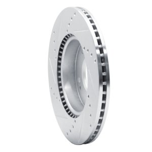 Kia Soul Brake Rotor (1) - Front Right - R1 Concepts - Drilled & Slotted - Silver - `10-`11